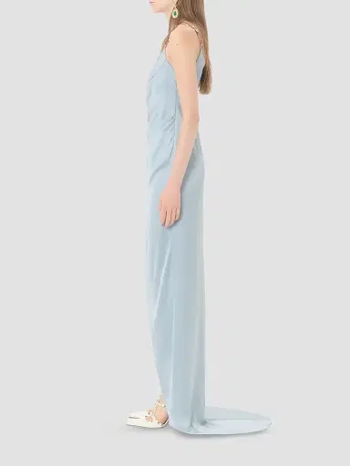 Valentino Garavani Women's Long Dress in Embroidered Cady Satin - Azure Silver - Size 2 | Thumbnail 3 Valentino Garavani Women's Long Dress in Embroidered Cady Satin - Azure Silver - Size 2 | Thumbnail 3