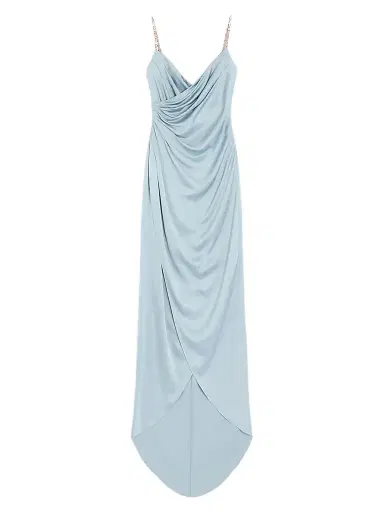 Valentino Garavani Women's Long Dress in Embroidered Cady Satin - Azure Silver - Size 2 | Thumbnail 1 Valentino Garavani Women's Long Dress in Embroidered Cady Satin - Azure Silver - Size 2 | Thumbnail 1