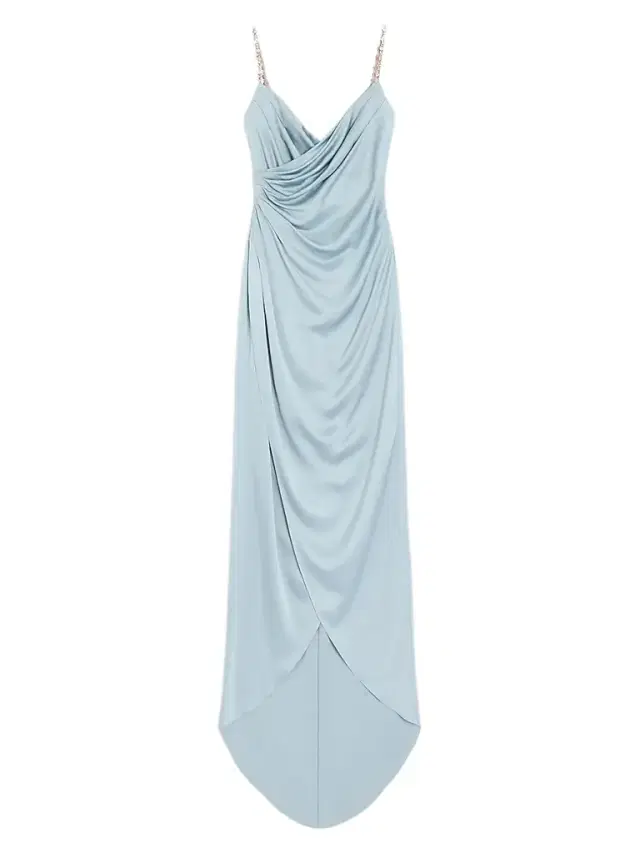 Valentino Garavani Women's Long Dress in Embroidered Cady Satin - Azure Silver