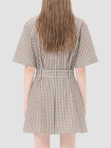 Valentino Garavani Women's Short Dress in Vichy Cotton - Chocolate Ivory - Size 8 | Thumbnail 4