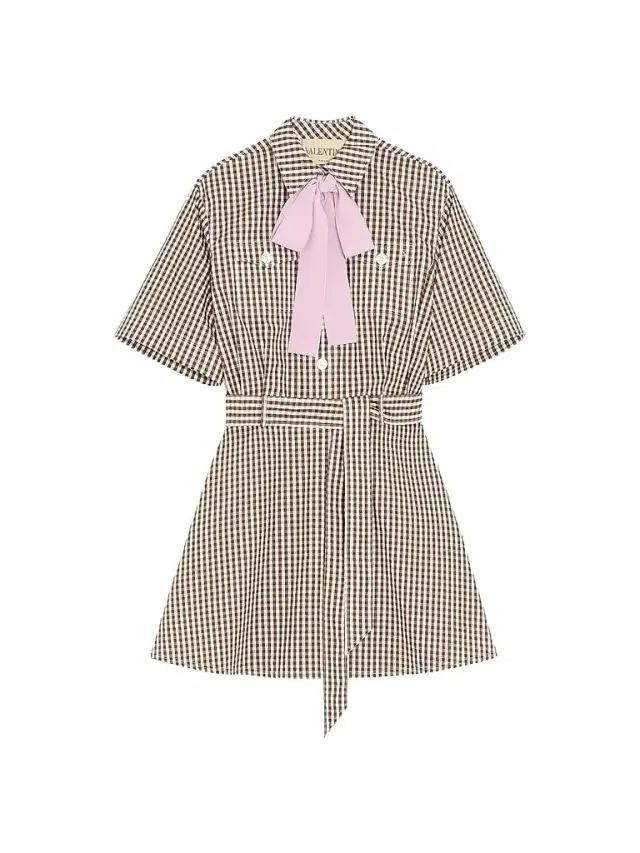 Valentino Garavani Women's Short Dress in Vichy Cotton - Chocolate