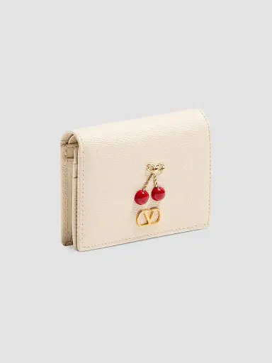 Valentino Garavani Women's Cherryfic Wallet in Grainy Calfskin - Light Ivory | Thumbnail 4