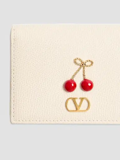 Valentino Garavani Women's Cherryfic Wallet in Grainy Calfskin - Light Ivory | Thumbnail 5