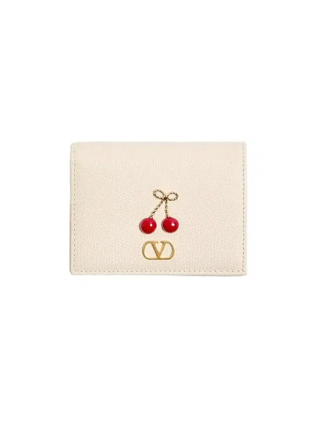 Valentino Garavani Women's Cherryfic Wallet in Grainy Calfskin - Light