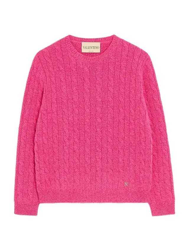 Valentino Garavani Women's Mouliné Wool Jumper - Fuchsia