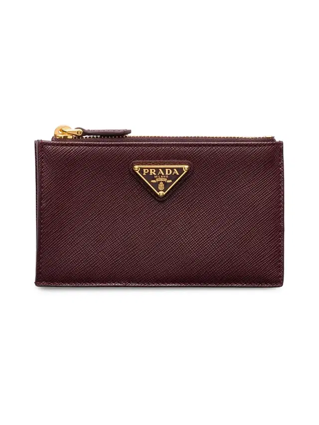 Prada Women's Saffiano Leather Card Holder - Dark Red