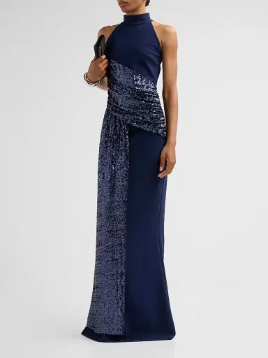 Chiara Boni La Petite Robe Women's Virgo Sequined High Neck Gown | Thumbnail 2 Chiara Boni La Petite Robe Women's Virgo Sequined High Neck Gown | Thumbnail 2