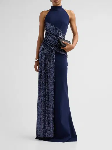 Chiara Boni La Petite Robe Women's Virgo Sequined High Neck Gown | Thumbnail 5 Chiara Boni La Petite Robe Women's Virgo Sequined High Neck Gown | Thumbnail 5