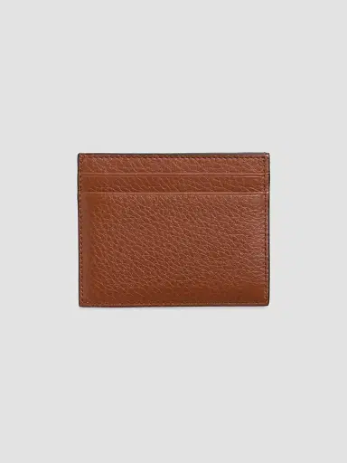 Valentino Garavani Men's Rockstud Grainy Calfskin Cardholder - Saddle Brown | Thumbnail 2 Valentino Garavani Men's Rockstud Grainy Calfskin Cardholder - Saddle Brown | Thumbnail 2