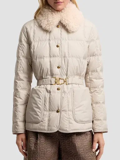 Moncler Women's Cygnes Puffer Jacket with Belt - Light Beige - Size XXL | Thumbnail 2