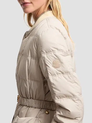 Moncler Women's Cygnes Puffer Jacket with Belt - Light Beige - Size XXL | Thumbnail 4