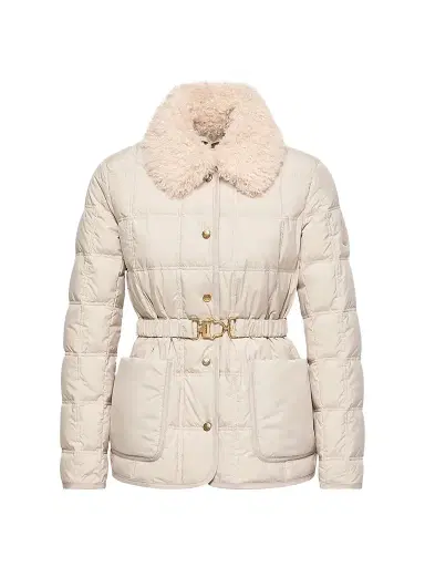 Moncler Women's Cygnes Puffer Jacket with Belt - Light Beige - Size XXL | Thumbnail 1