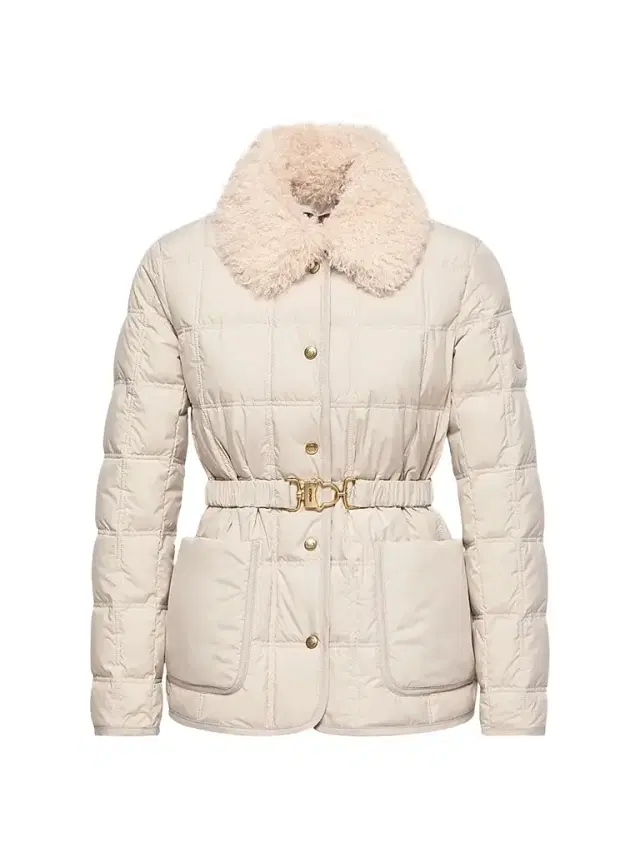 Women's Cygnes Puffer Jacket with Belt - Light Beige