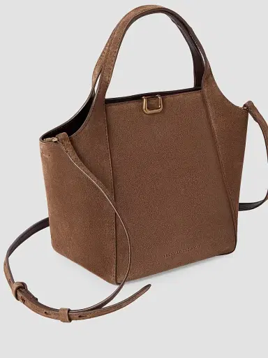 Brunello Cucinelli Women's Sartorial Small Bucket Bag in Suede - Caramel | Thumbnail 4
