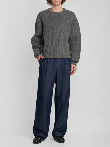 Jil Sander Men's Fisherman's Rib Knit Crewneck Sweater - Koala | Thumbnail 2