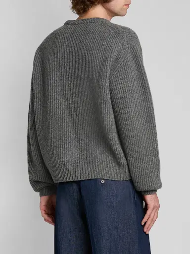 Jil Sander Men's Fisherman's Rib Knit Crewneck Sweater - Koala | Thumbnail 3
