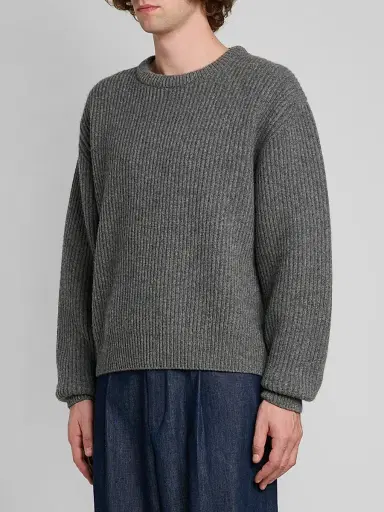 Jil Sander Men's Fisherman's Rib Knit Crewneck Sweater - Koala | Thumbnail 4
