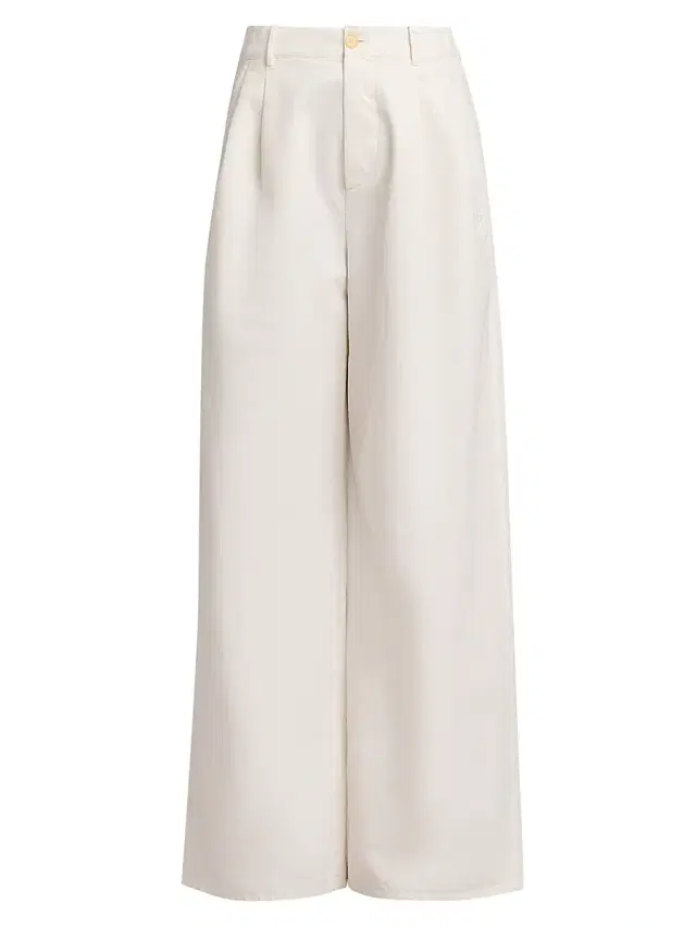 Women's Cotton Crease-Front Wide-Leg Trousers - Optic White