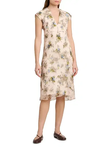 Jil Sander Women's Floral Silk Crepe Dress - Peonia - Size 4 | Thumbnail 3 Jil Sander Women's Floral Silk Crepe Dress - Peonia - Size 4 | Thumbnail 3