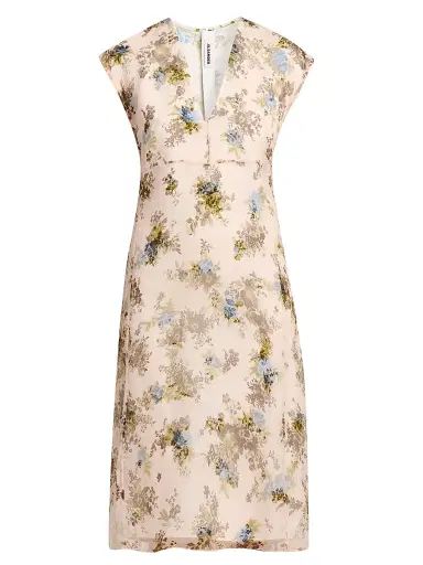 Jil Sander Women's Floral Silk Crepe Dress - Peonia - Size 4 | Thumbnail 1 Jil Sander Women's Floral Silk Crepe Dress - Peonia - Size 4 | Thumbnail 1