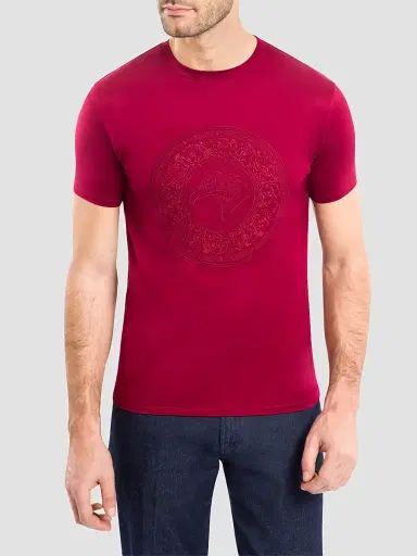 Stefano Ricci Men's Eagle Embroidered Logo T-Shirt - Cordovan Red | Thumbnail 2