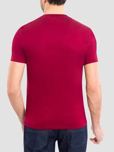 Stefano Ricci Men's Eagle Embroidered Logo T-Shirt - Cordovan Red | Thumbnail 3