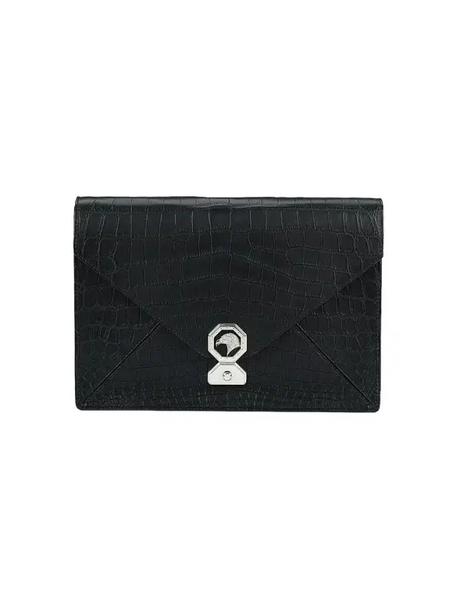 Stefano Ricci Men's Crocodile Envelope Portfolio Bag - Black