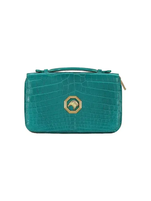 Stefano Ricci Men's Double Zipper Wallet in Crocodile Leather - Opal Green
