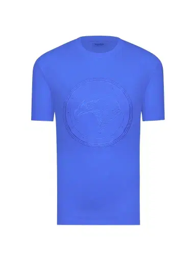 Stefano Ricci Men's Eagle Embroidered Logo T-Shirt - Azure Blue | Thumbnail 1