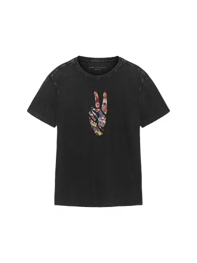 John Varvatos Star U.S.A. John Varvatos Star U. S.A. Men's Peace Sign Crewneck T-Shirt | Thumbnail 1