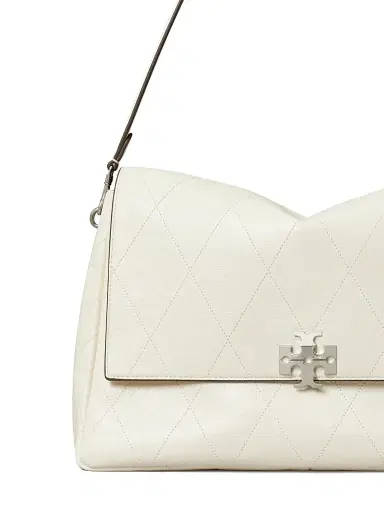Tory Burch Women's Charlie Large Quilted Leather Shoulder Bag - Light Cream | Thumbnail 4 Tory Burch Women's Charlie Large Quilted Leather Shoulder Bag - Light Cream | Thumbnail 4