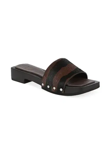 Vince Women's 32MM Barbara Studded Zebra-Print Calf Hair Sandals - Molton Brown - Size 11 | Thumbnail 2
