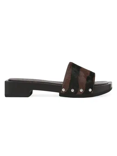 Vince Women's 32MM Barbara Studded Zebra-Print Calf Hair Sandals - Molton Brown - Size 11 | Thumbnail 1