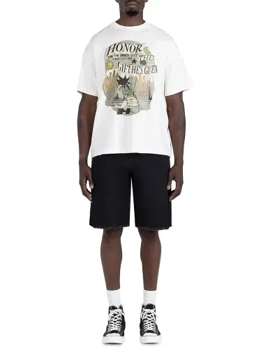 Honor The Gift Men's Fringe-Hem Cotton-Blend Drawstring Shorts - Black | Thumbnail 2