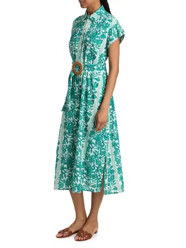 Ro's Garden Women's Catherine Floral Cotton Midi-Dress - Green Serendipia - Size XL | Thumbnail 4 Ro's Garden Women's Catherine Floral Cotton Midi-Dress - Green Serendipia - Size XL | Thumbnail 4