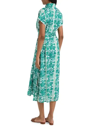 Ro's Garden Women's Catherine Floral Cotton Midi-Dress - Green Serendipia - Size XL | Thumbnail 5 Ro's Garden Women's Catherine Floral Cotton Midi-Dress - Green Serendipia - Size XL | Thumbnail 5