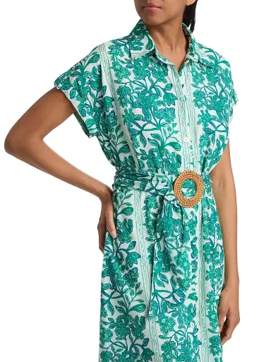 Ro's Garden Women's Catherine Floral Cotton Midi-Dress - Green Serendipia - Size XL | Thumbnail 6 Ro's Garden Women's Catherine Floral Cotton Midi-Dress - Green Serendipia - Size XL | Thumbnail 6