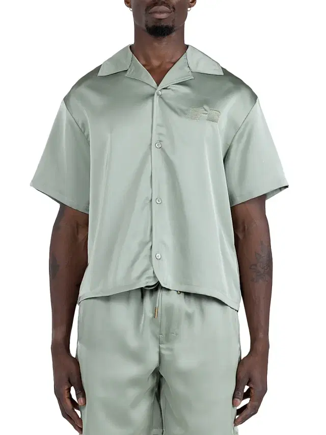 Honor The Gift Men's Logo Satin Camp Shirt - Sage