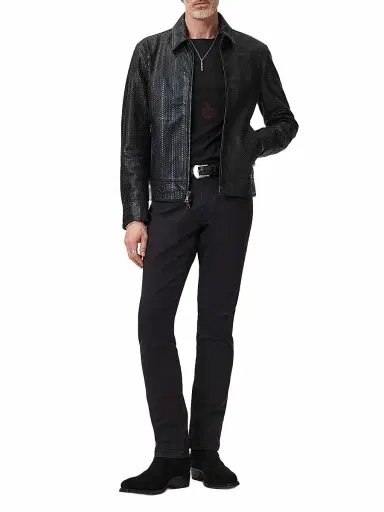 JOHN VARVATOS Men's Benjamin Snakeskin-Embossed Leather Jacket | Thumbnail 1 JOHN VARVATOS Men's Benjamin Snakeskin-Embossed Leather Jacket | Thumbnail 1