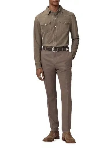 JOHN VARVATOS Men's Sage Suede Shirt Jacket | Thumbnail 2 JOHN VARVATOS Men's Sage Suede Shirt Jacket | Thumbnail 2