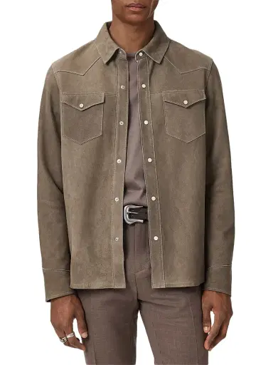 JOHN VARVATOS Men's Sage Suede Shirt Jacket | Thumbnail 4 JOHN VARVATOS Men's Sage Suede Shirt Jacket | Thumbnail 4