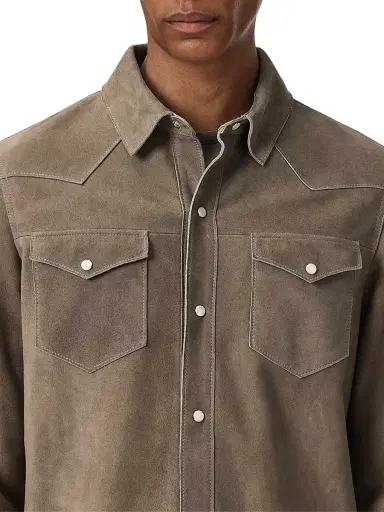 JOHN VARVATOS Men's Sage Suede Shirt Jacket | Thumbnail 6 JOHN VARVATOS Men's Sage Suede Shirt Jacket | Thumbnail 6