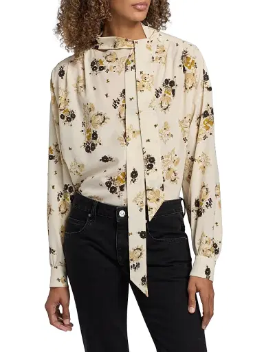 Isabel Marant Women's Fedry Floral Silk Shirt - Ecru | Thumbnail 3 Isabel Marant Women's Fedry Floral Silk Shirt - Ecru | Thumbnail 3