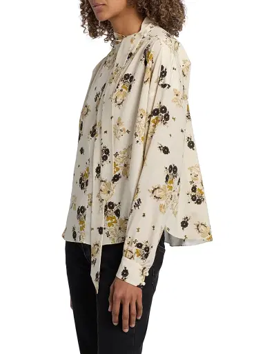 Isabel Marant Women's Fedry Floral Silk Shirt - Ecru | Thumbnail 4 Isabel Marant Women's Fedry Floral Silk Shirt - Ecru | Thumbnail 4