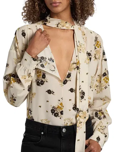 Isabel Marant Women's Fedry Floral Silk Shirt - Ecru | Thumbnail 6 Isabel Marant Women's Fedry Floral Silk Shirt - Ecru | Thumbnail 6
