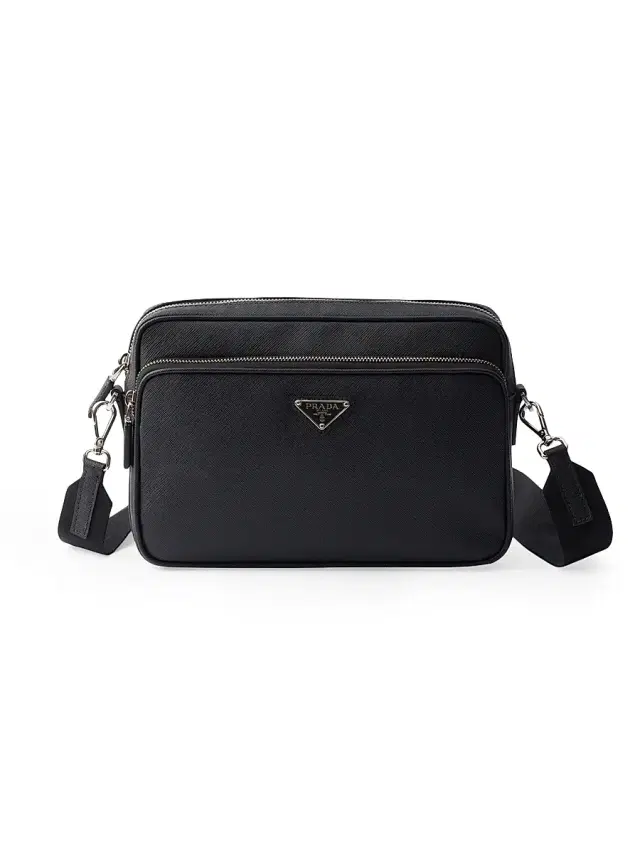 Prada Men's Saffiano Leather Shoulder Bag - Black
