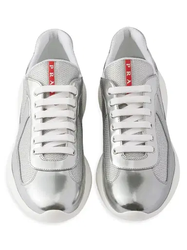 Prada Men's America's Cup Metallic Leather and Bike Fabric Sneakers | Thumbnail 2 Prada Men's America's Cup Metallic Leather and Bike Fabric Sneakers | Thumbnail 2