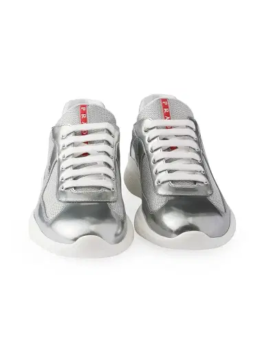 Prada Men's America's Cup Metallic Leather and Bike Fabric Sneakers | Thumbnail 4 Prada Men's America's Cup Metallic Leather and Bike Fabric Sneakers | Thumbnail 4
