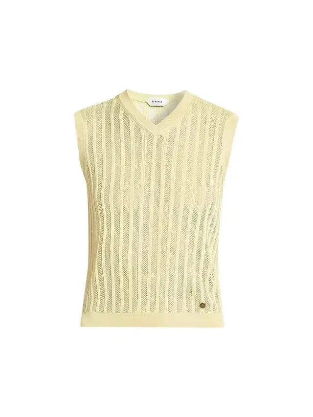 Versace Women's La Vacanza Mesh Rib-Knit Sweater Vest - Pale Yellow