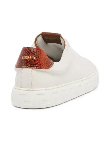 Versace Men's Greca Leather Low-Top Sneakers | Thumbnail 3